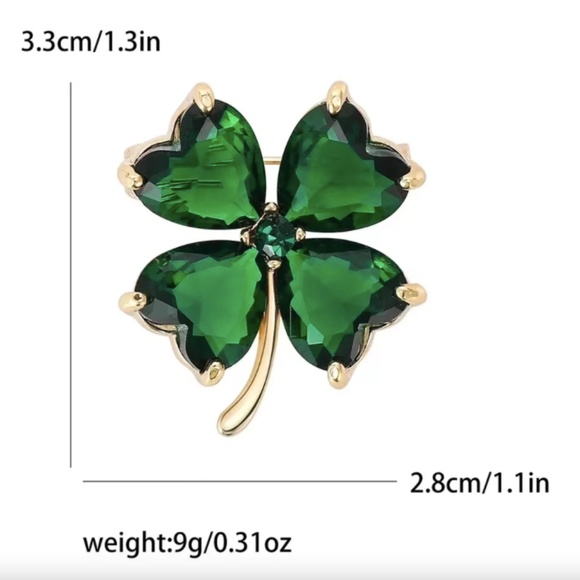 4 leafed clover brooch BNIP shamrock St Patrick's Day Ireland pin - Picture 4 of 4